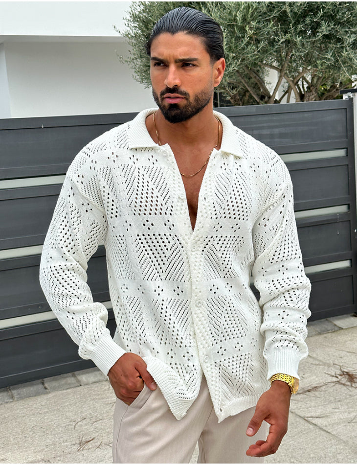 Camicia di lana traforata